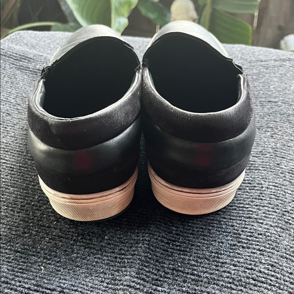 Louis Vuitton Black Textured Leather Slip-On Loafers - Picture 4 of 11